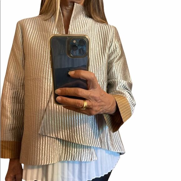 I.C. BY CONNIE K Silver Asymmetrical Single Button Closure Blazer Jacket… - Picture 5 of 13